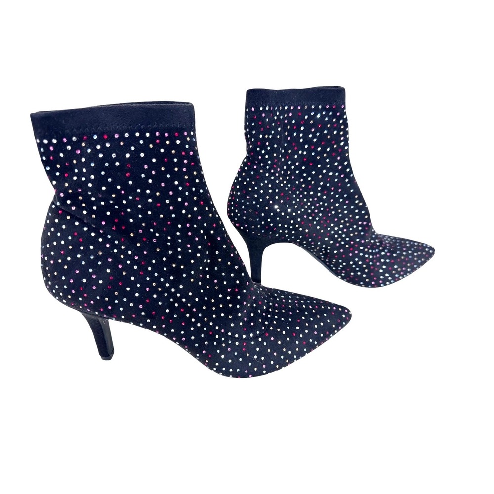 NEW!!! "INC" Sock Bray Bootie Bling Crystals‎ Size 7M Pointed Toe Heel Gypsy